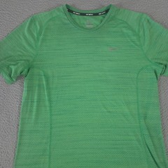 Nike Shirt Mens Large Green Dry Miler Short Sleeve Heathered Reflective Running