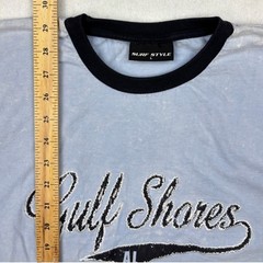 Surf Style Gulf Shores AL Ringer Shirt Blue Mineral Wash Embroidered Mens Large