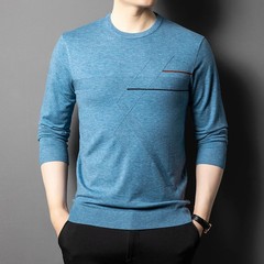Anti-Pilling High-End Knit Men Pullover Sweater Jumper New Lightweight Round Nec