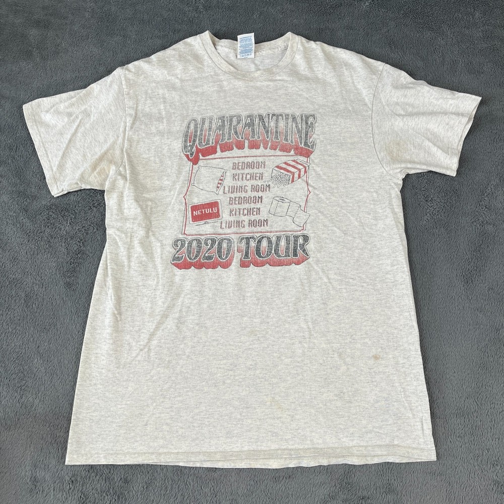 2020 Quarantine Tour T-Shirt Unisex Size Large Gray Covid Shirt Funny