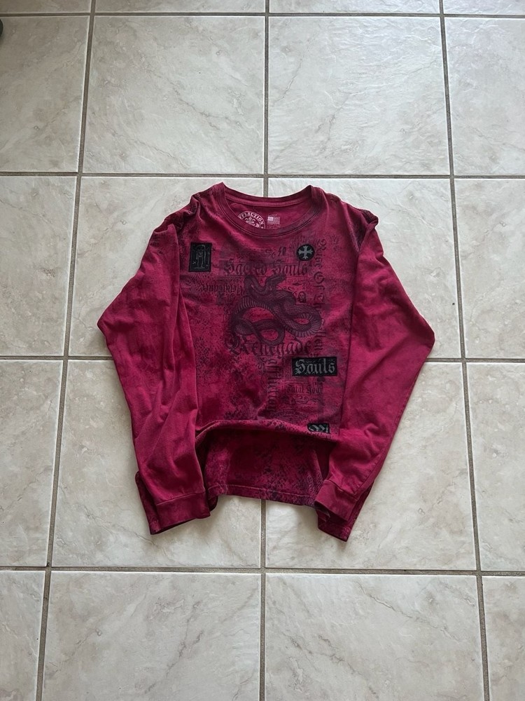 Affliction Sacred Souls Renegade Snake Red Wash Long Sleeve T-Shirt