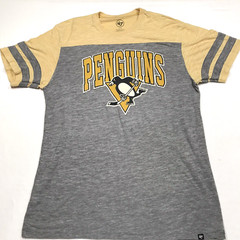 47 PITTSBURG PENGUINS Graphic T Shirt Men XL Yellow Gray NHL Hockey Rugby