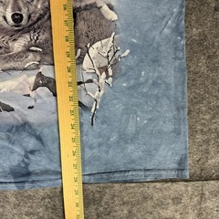 The Mountain Winter Snow Wolves T Shirt Size L* Baby Blue Graphic Tie Dye Nature