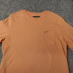 Greg Norman Shirt Mens Medium Orange Shark Golf Preppy Cotton Casual Pocket Tee