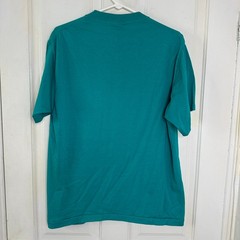 Vintage Levis 501 “Button Your Fly” Tee 90s Single Stitch T Shirt Teal Med Vtg