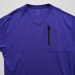Puma T Shirt Mens XL Open Road Purple Zipper Pocket Athletic Short Sleeve