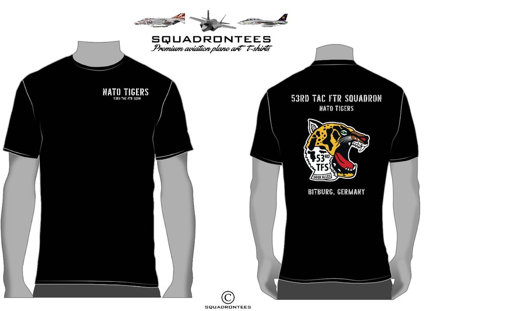 53rd TFS Nato Tigers Bitburg Air Base Squadron T-Shirt D5, USAF Licensed Item