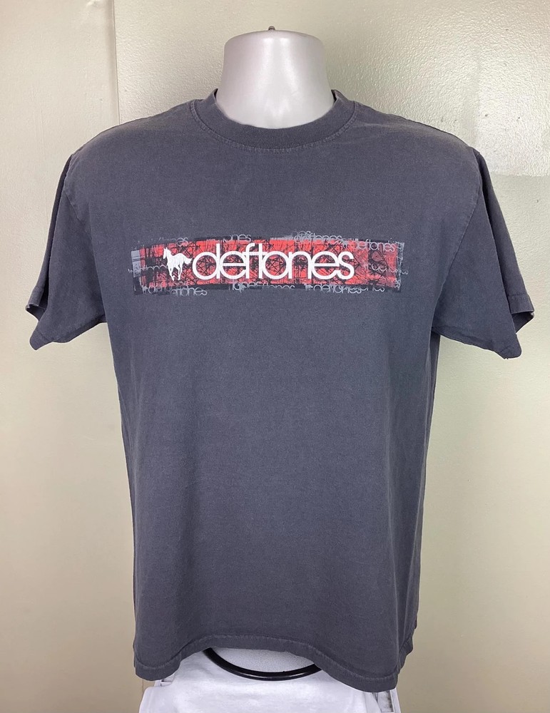 Vtg 2000 Deftones White Pony T-Shirt Gray M Y2K Giant Tag Hard Alternative Rock