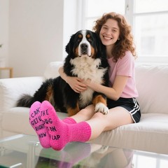 Fuzzy Socks Dog Lovers Gift Cozy Non Slip Funny Christmas Men Women Winter