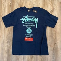 New Vintage Stussy x Nike World Tour Tee T-Shirt Navy Blue Size Large