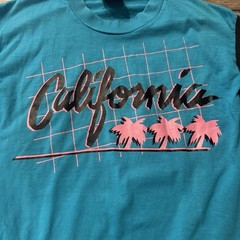Vintage California Neon Palm Trees Sneakers T Shirt Large USA Made
