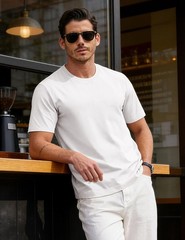 Mens Cotton Crewneck T-Shirt Short Sleeve Plain Tee Moisture Wicking Casual Tops