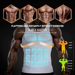 Mens Body Shaper Toning T-Shirt Ultra Durable Vest Compression Workout Underwear