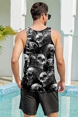 Mens Skull Graphic Black 3D Tank Top