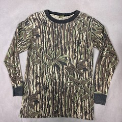 Vintage Spartan Shirt Mens Medium Green Realtree Made USA 90s Ringer Hunt Faded