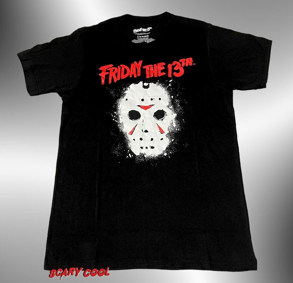 New Friday the 13th Machete Jason Hockey Mask Black Mens Vintage T-Shirt