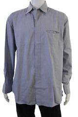 Donna Karan New York Mens Point Collar Striped Cotton Dress Shirt Size L