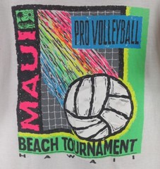 Vintage 90s Maui Beach Volleyball Tournament Double Sided Hawaii Mens Shirt Sz L