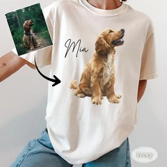 Custom Pet Portrait Watercolor Comfort Tee Personalized Dog Cat Shirt