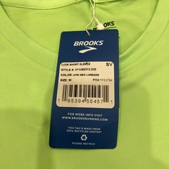 Brooks Luxe T-Shirt Mens Medium Stretch Short Sleeve Neon Limeade Running UPF
