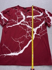 Coofandy Men’s Henley T-Shirt – Burgundy Lightning Graphic Size Large