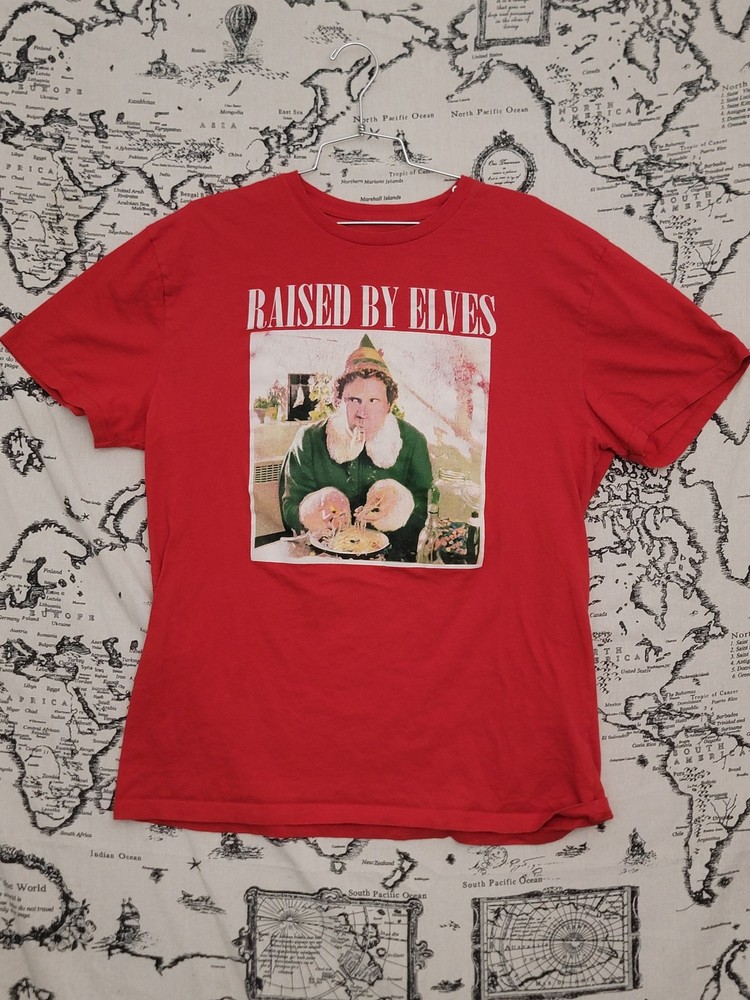 Elf Raised by Elves Buddy Movie Graphic T-Shirt Men’s XL Red Cotton