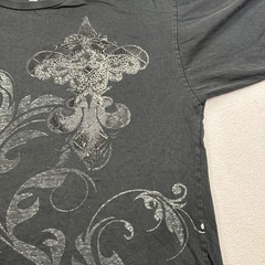 Mecca USA Mens Black Silver Foil Fleur De Lis Graphic T-Shirt Large Y2K Urban