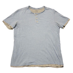 Vince Button Collar Shirt Mens M Light Blue Double Layered Pima Cotton SS