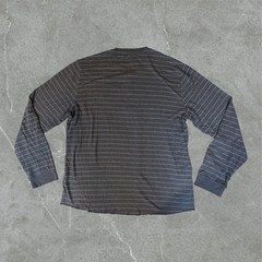 NEW Marine Layer Henley Shirt Men 2XL Double Knit Long Sleeve Indigo Blue Stripe