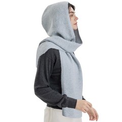 Hooded Scarf Women Winter Warm Knitted 2in1 Hat Balaclava Neck Warmer
