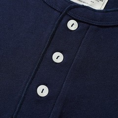 Mens Basic Style Heavyweight Solid Color Long Sleeve Henry Collar Casual T-shirt