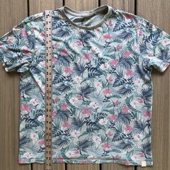 Free Planet Tropical T-Shirt Mens Large Blue Green Pink Boho Paradise Beachwear