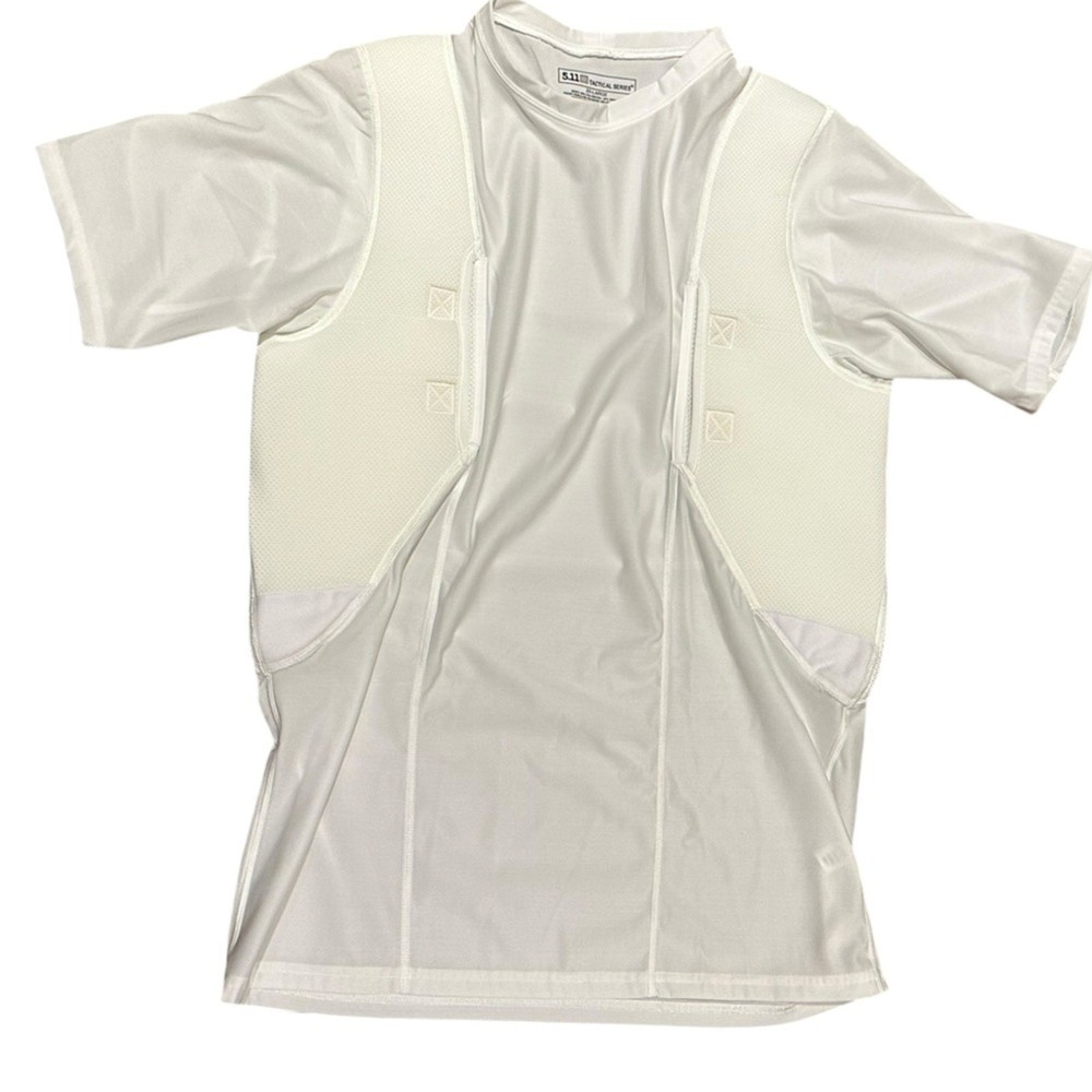 5.11 Tactical Mens XXL White Short Sleeve Holster Moisture Wicking Shirt NWT