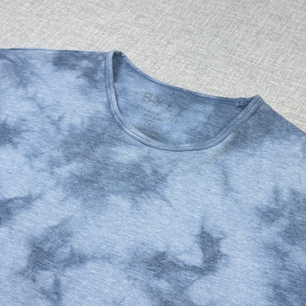 BYLT Tie-Dye Gym T-Shirt Mens Large Blue Relaxed Graphic Crew Neck Stretch
