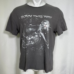Lady Gaga Born This Way Motorcycle Design Charcoal Gray T-Shirt Men’s LARGE