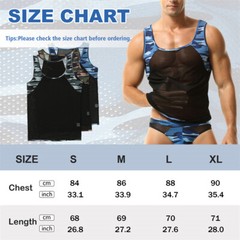 Men’s Camouflage Undershirts Sport Fitness Breathable See-through Tank Tops Vest