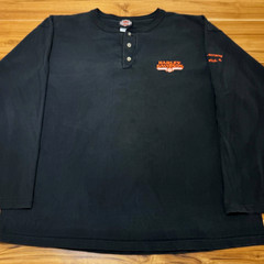 Vintage 90s Harley Davidson Henley Shirt XL Black Gainesville FL Single Stitch