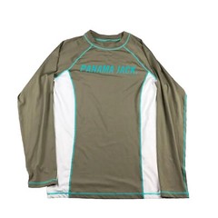 Panama Jack Shirt Mens XL Green White Tagless Raglan Long Sleeves Crew Neck Tee