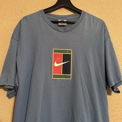 Vintage 90’s Nike Tennis Court Challenge Blue Graphic Print T-Shirt Size XL