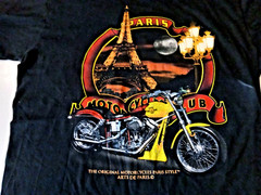 VINTAGE SOLS BEST QUALITY UNISEX BLACK PARISH MOTORCYCLE UB T-SHIRT-SIZE XL-EUC