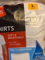 Hanes White T-Shirts Undershirts Men’s Crew Neck Cool Wicking 2-Pack Size Large
