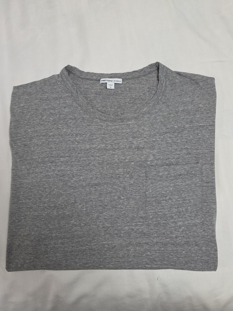 JAMES PERSE Standard Light Heather Gray Pocket Short Sleeve Tshirt 4 Made JAPAN