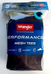 3 Pack Wrangler Men’s Quick Dry Performance Mesh Tees Black Size XL