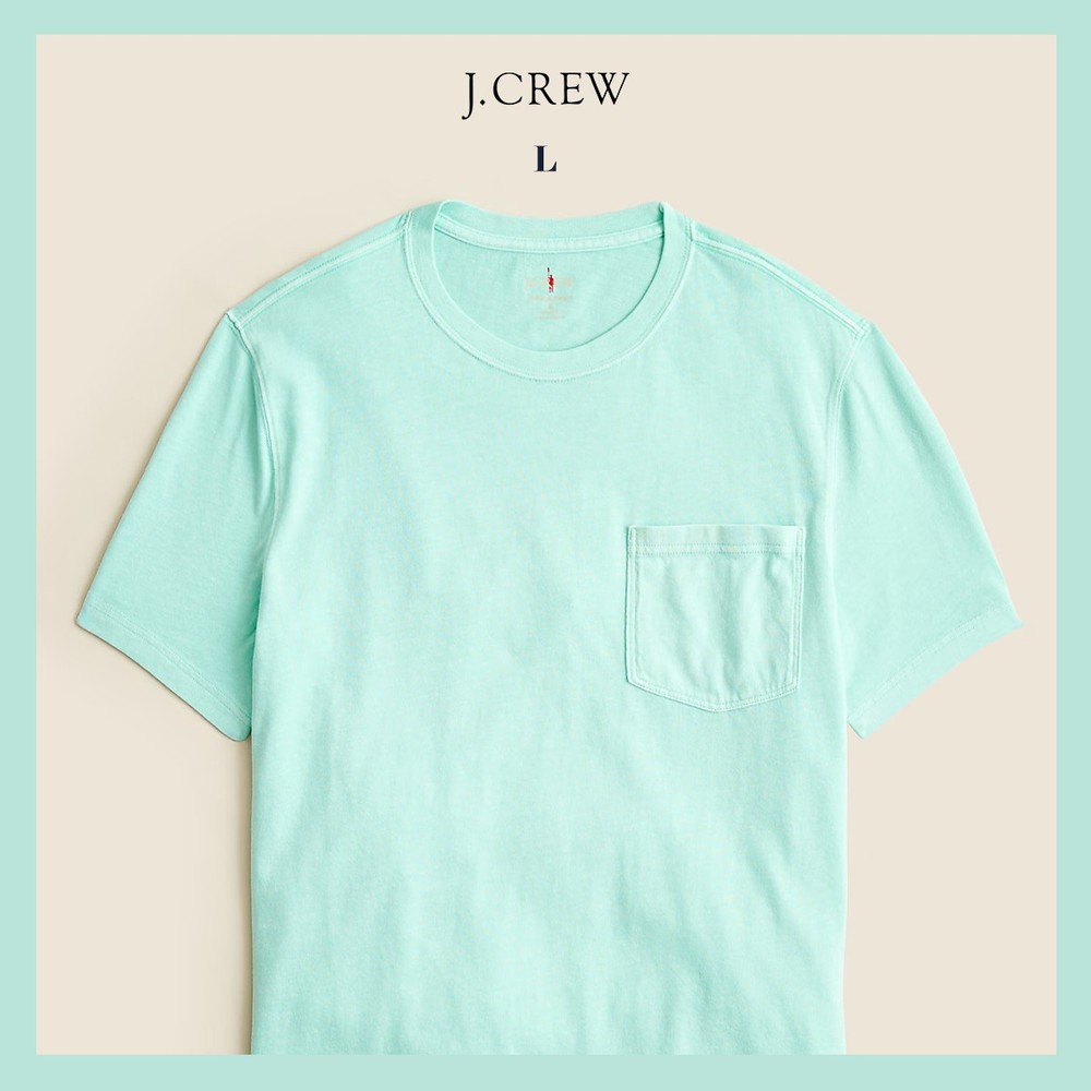 NWT – J. CREW Men’s Vintage-Wash Cotton Pocket T-Shirt Deep Spearmint Sz L – $39