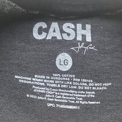 Johnny Cash The Man In Black Mens Black Crewneck Graphic T-shirt L Chest 43″ NWT