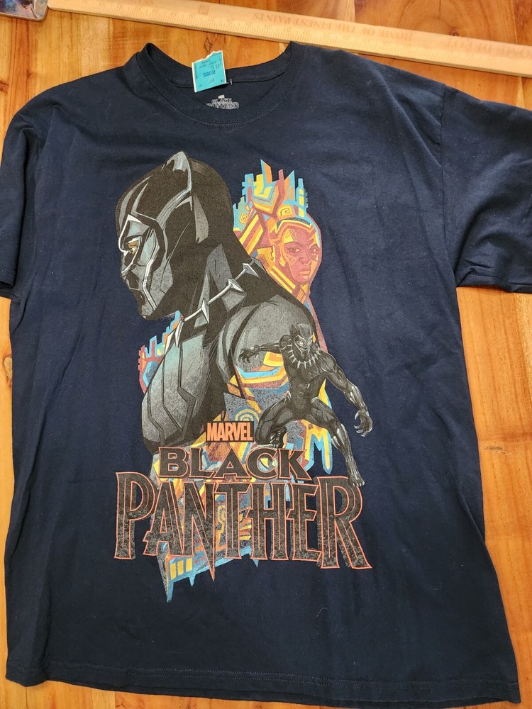 BLACK PANTHER Men’s Marvel T-Shirt Sz XL Short Sleeve Graphic Tee Distressed