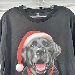 Holiday Time Mens Christmas Dog Graphic Tee Black/Multi Size Large