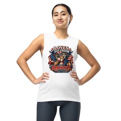 USA 250th Uncle Sam Loves Ice Cream and America Too Unisex Muscle Shirt