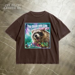Funny Y2K Raccoon Distresed T-shirt, You Think You Can Hurt Me Unisex Tee