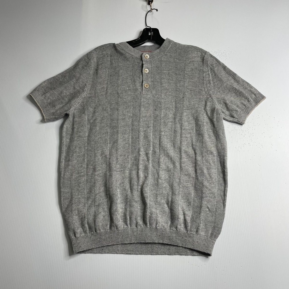 BRUNELLO CUCINELLI Textured Rib Knit T-Shirt Men’s Size US 38 Gray